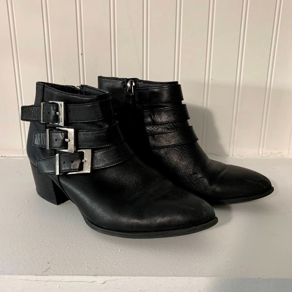 Black Leather Bootie, 6